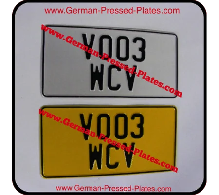 Pair of JAP Pressed Number Plates Yellow & White