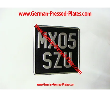 Motorcycle Pressed Silver on Black Plate + Pressed Border 163 x 163mm