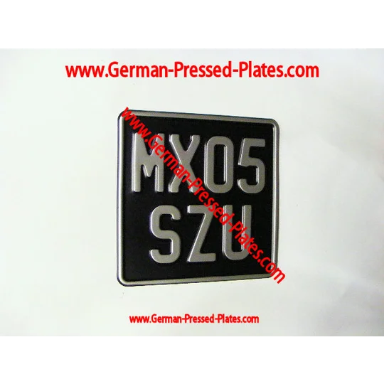 Motorcycle Pressed Silver on Black Plate + Pressed Border 163 x 163mm