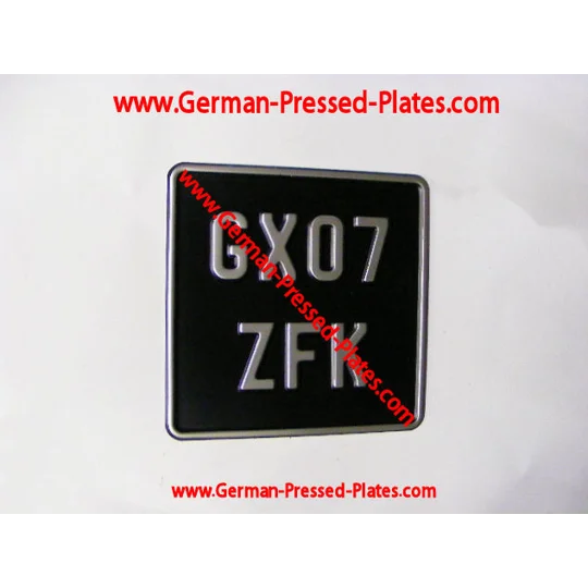 Motorcycle Pressed Silver on Black Plate + Pressed Border + Small No's 163 x 163mm