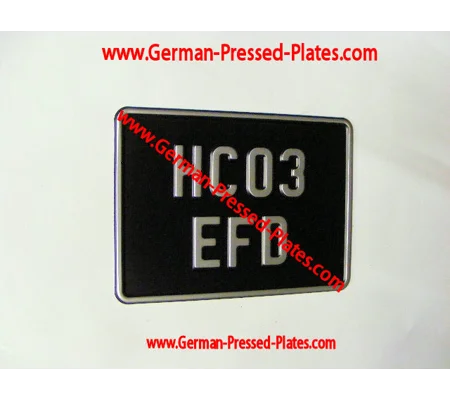 Motorcycle Pressed Silver on Black Plate + Pressed Border + Small No's 190 x 150mm