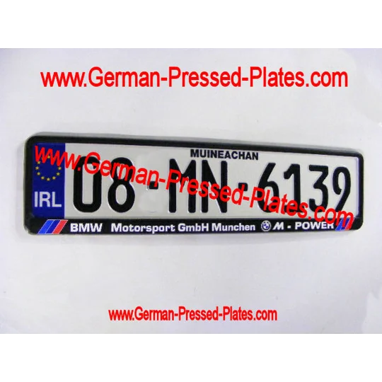 IRL German Plates + Custom Number Plate Frames Black X 2 + Fixing Kit if required