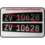 German FE Font Acrylic Silver & Black Plates Oblong X 2 Pair