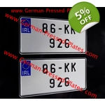 Pair of JAP Pressed IRL Number Plates Small Flags & Digits