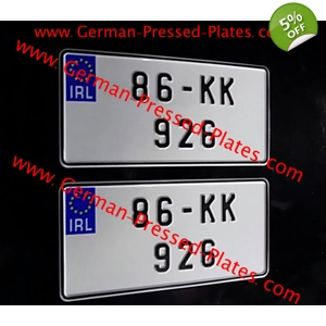 Pair of JAP Pressed IRL Number Plates Small Flags & Digits