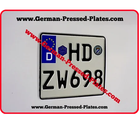 Square German Pressed Number Plate 200mm X 180mm