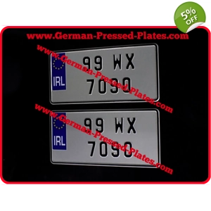 Pair of JAP Pressed IRL Number Plates Small Nos