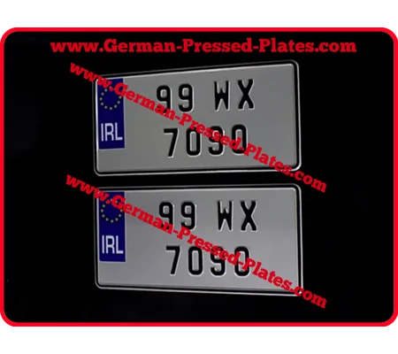Pair of JAP Pressed IRL Number Plates Small Nos