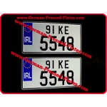 Pair of IRL Flag, JAP JDM Pressed Number Plate Small with 2 Size Digits