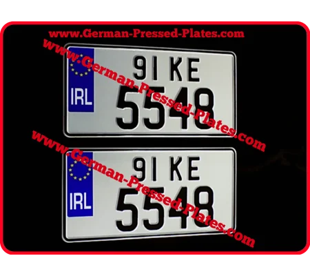 Pair of IRL Flag, JAP JDM Pressed Number Plate Small with 2 Size Digits