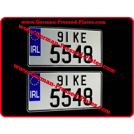 Pair of IRL Flag, JAP JDM Pressed Number Plate Small with 2 Size Digits