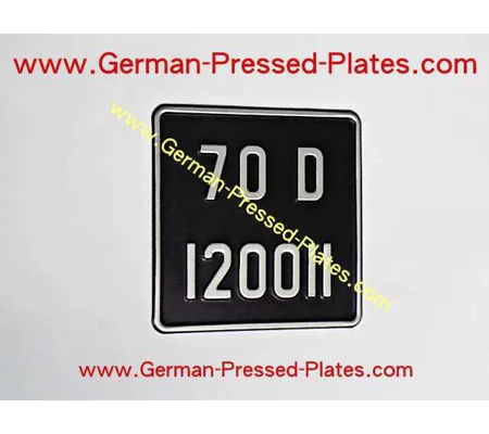 Motorcycle Pressed Silver on Black Plate + Pressed Border + Small No's 163 x 163mm