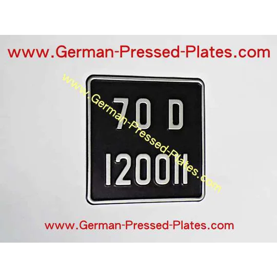 Motorcycle Pressed Silver on Black Plate + Pressed Border + Small No's 163 x 163mm
