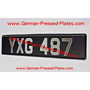 Vintage Chrome Pressed Plates Oblong and Square Large No's with a Full Black Border