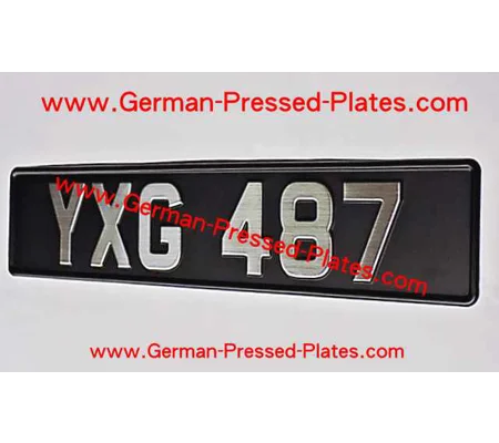 Vintage Chrome Pressed Plates Oblong and Square Large No's with a Full Black Border