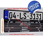 German Number Plates + Frames Black X 2 + Fixing Kit if required 87X