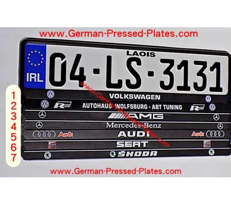German Number Plates + Frames Black X 2 + Fixing Kit if required 87X