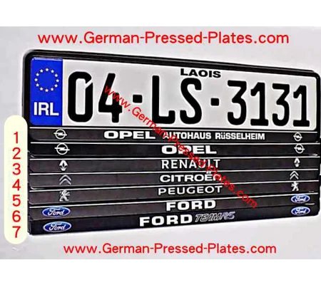 German IRL Number Plates + Frames Black X 2 + Fixing Kit if required 74P