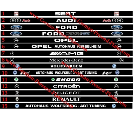 IRL German Plates + Custom Number Plate Frames Black X 2 + Fixing Kit if required