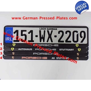 German Number Plates + Frames Black X 2 + Fixing Kit if required PR2