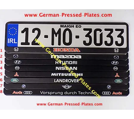German Number Plates + Frames Black X 2 + Fixing Kit MZ2