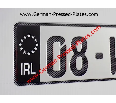 Carbon look IRL German Pressed Plate x1 with Black Flag Band