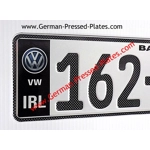 Carbon look German Pressed Plates x2 with Black Flag Logo Choice