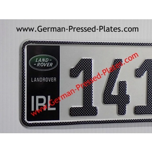 Carbon look German Pressed Plate x1 with Black Flag Logo Choice