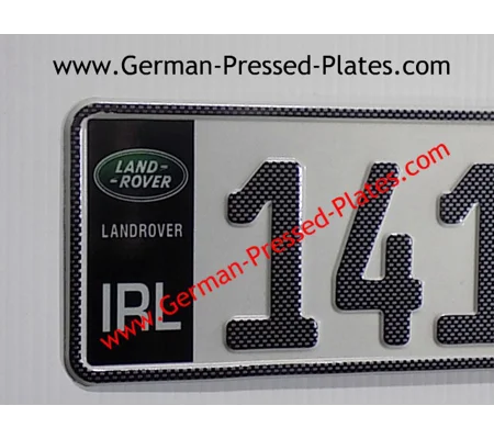 Carbon look German Pressed Plate x1 with Black Flag Logo Choice