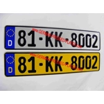 D Flag German Pressed Plates 1 White & 1Yellow