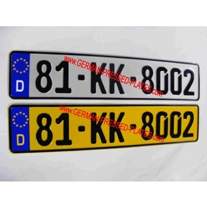 D Flag German Pressed Plates 1 White & 1Yellow