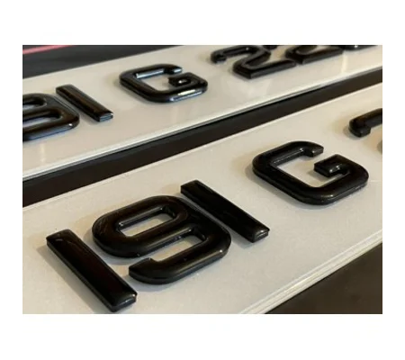 4D Standout Plates with Gloss Black Gel tops Number Plates