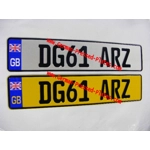 GB Flag German Pressed Plates 1 White & 1 Yellow