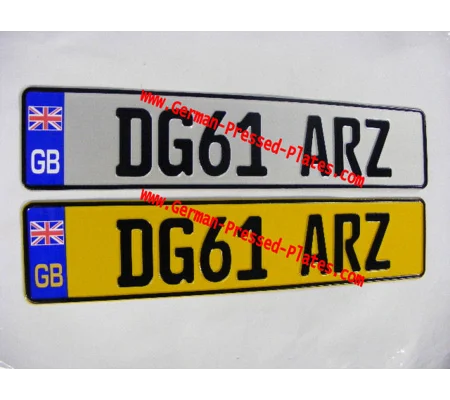 GB Flag German Pressed Plates 1 White & 1 Yellow
