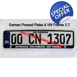 IRL German Pressed Plates x2, VW Frames x2, with Accessories Choices if Required
