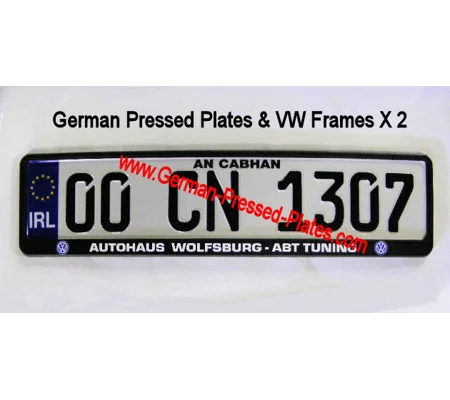 IRL German Pressed Plates x2, VW Frames x2, with Accessories Choices if Required