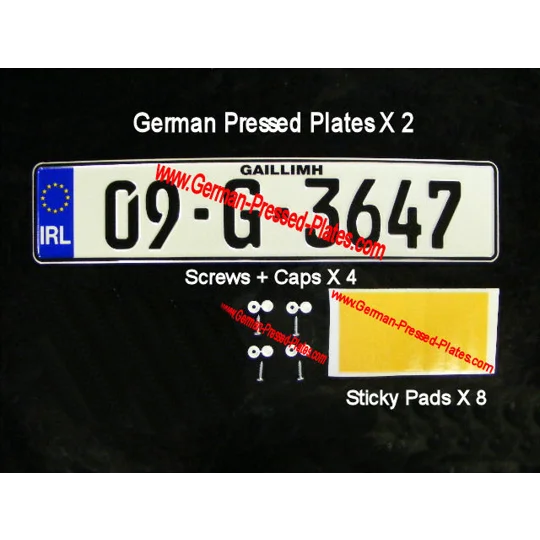 IRL German Number Plates + Frames Black X 2 + Fixing Kit if required