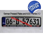 IRL German Pressed Plates x2, AUDI Frames x2, with Accessories Choices if Requ..
