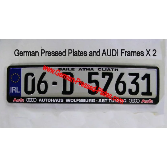 IRL German Pressed Plates x2, AUDI Frames x2, with Accessories Choices if Required
