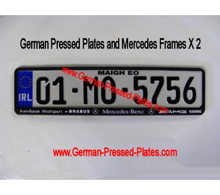 IRL German Pressed Plates x 2 + Mercedes Frames x2