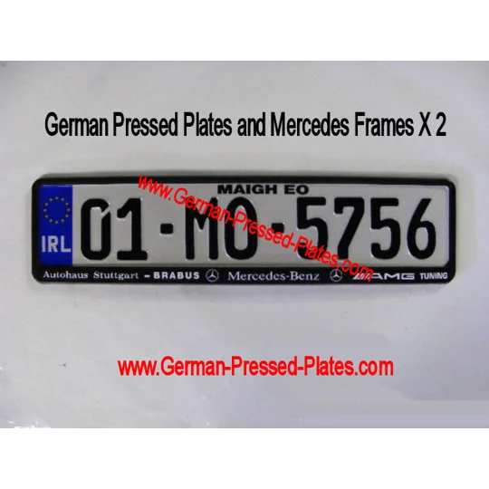 IRL German Pressed Plates x 2 + Mercedes Frames x2
