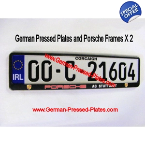 IRL German Pressed Plates x 2 + Porsche Frames x2