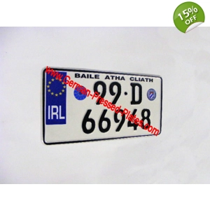 German Square Pressed Number Plate with Stickers