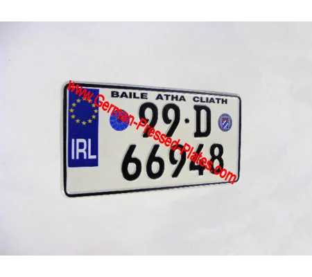 German Square Pressed Number Plate with Stickers