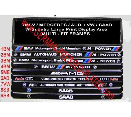 German Custom Number Plate Frames Black X 2