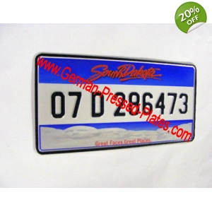 South Dacota USA Pressed Number Plate With Small Size Digit