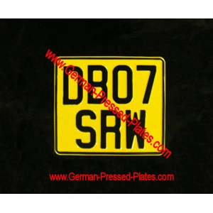 Yellow Pressed Motorcycle Plate with Size Choice