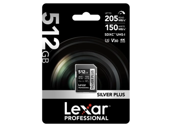 Lexar 512GB SDXC Professional Silver Plus  (205MB/s)