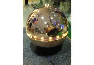 Replacement - 35cm Gold Polished Sphere for Floor Fountain - 23cm Black Supporting Base