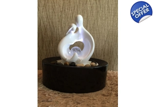 Embracing Couple Crystal Ball Tabletop Water Feature